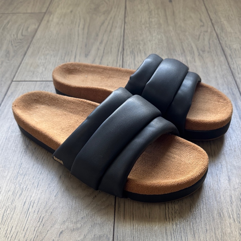 Commbi Sandals The Softie Double Plush Terry Cloth Bottom Men’s 11 Brown Leather